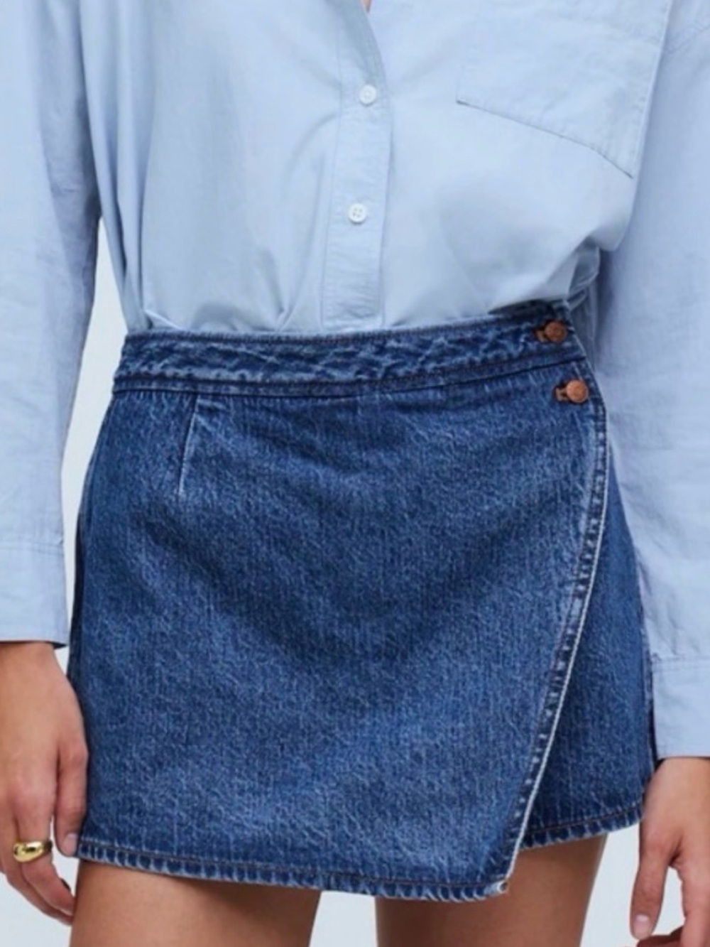 NWT Madewell Indigo Denim Wrap Mini Skort